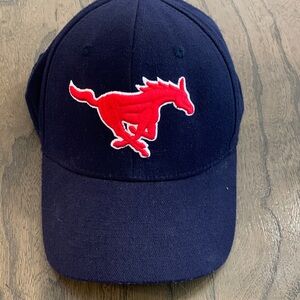 Top of the World Navy Cap with Red Logo SMU Mustangs
